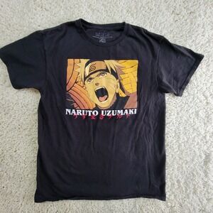Naruto Shippuden Naruto Uzumaki Graphic T-Shirt Mens Medium Black Anime